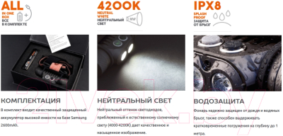 Фонарь Яркий Луч YLP Panda 3R Cree XP-L HI+XP-G3 Max.1100лм