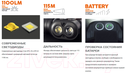 Фонарь Яркий Луч YLP Panda 3R Cree XP-L HI+XP-G3 Max.1100лм