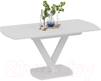 Обеденный стол ТриЯ Салерно Тип 1 (белый муар/стекло матовое белое)