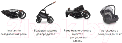 Детская универсальная коляска Riko  Basic Bella Lux 3 в 1