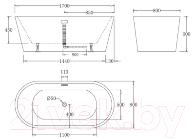 Ванна акриловая BelBagno BB71-1700-W0