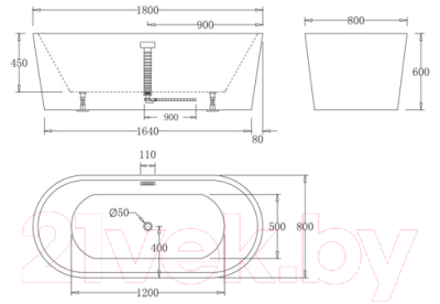 Ванна акриловая BelBagno BB71-1800-W0