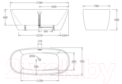 Ванна акриловая BelBagno BB72-1700-W0