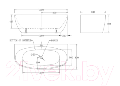 Ванна акриловая BelBagno BB83-1700-W0