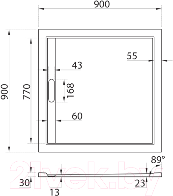 Душевой поддон Cezares TRAY-AS-A-90-30-W