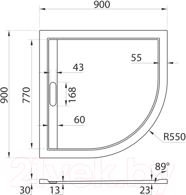 Душевой поддон Cezares TRAY-AS-R-90-30-NERO