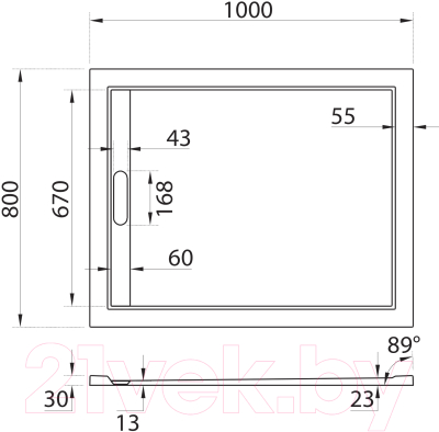 Душевой поддон Cezares TRAY-AS-AH-100/80-30-W
