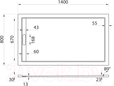 Душевой поддон Cezares TRAY-AS-AH-140/80-30-W