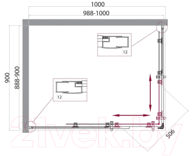 Душевой уголок BelBagno UNO-195-AH-2-100/90-P-Cr