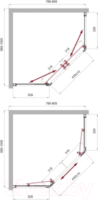 Душевой уголок BelBagno UNO-195-PH-2-100/80-C-Cr