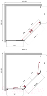 Душевой уголок BelBagno UNO-195-P-2-90-C-Cr