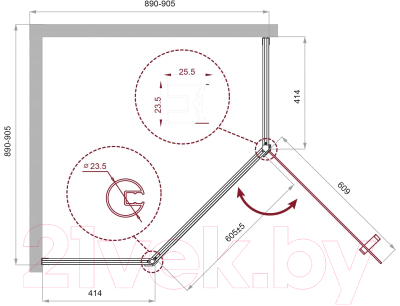 Душевой уголок BelBagno UNO-195-P-1-90-C-Cr