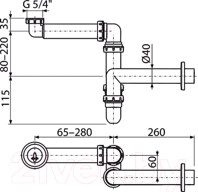 Сифон Alcadrain A434-BL-01