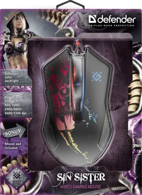 Мышь с ковриком Defender Sin'Sister GM-933 / 52933
