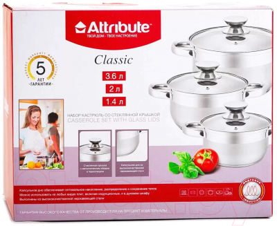 Набор кастрюль Attribute Classic ASS725