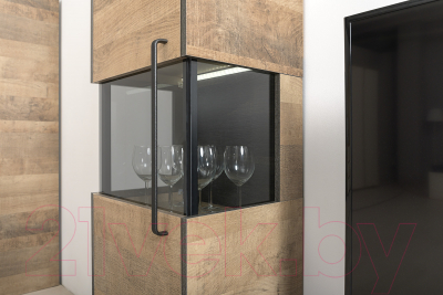 Шкаф-пенал с витриной Mobi Трувор 13.205 (дуб гранж песочный К356/интра)