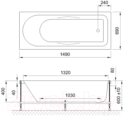 Ванна акриловая Royal Bath Tudor 160x70x60 / RB407702