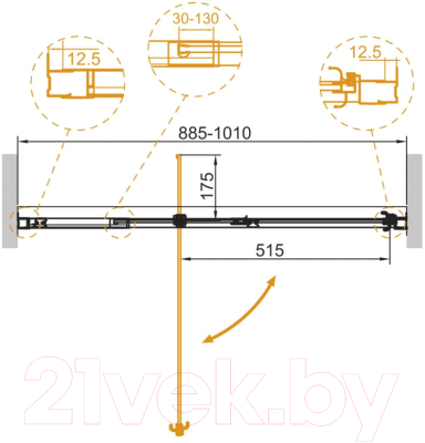 Душевая дверь Cezares SLIDER-B-1-100/110-BR-NERO