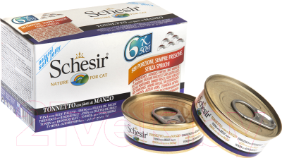 Влажный корм для кошек Schesir Tuna with Beef fillets - фото