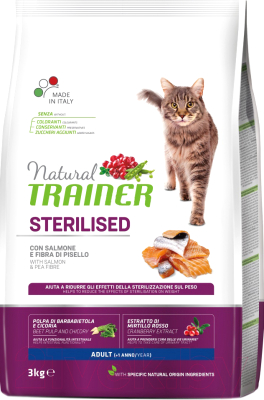 Сухой корм для кошек Trainer Natural Sterilised Adult с лососем - фото