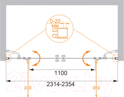 Душевая дверь Cezares ELENA-W-B-22-240-C-Cr