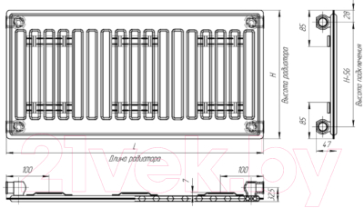 Радиатор стальной Лидея 500x600 / ЛК 10-506