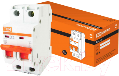 Выключатель автоматический TDM ВА 47-29 2Р 2А (D) 4.5кА / SQ0206-0149 - фото