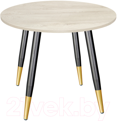 Обеденный стол Sheffilton SHT-TU14/80 ЛДСП (черный муар/золотой/дуб беленый) - фото