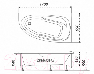 Ванна акриловая 1AcReal Мадрид 170 R