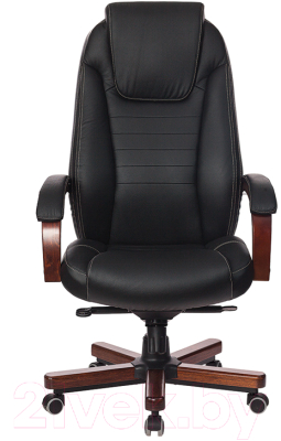 Кресло офисное Бюрократ T-9923 Walnut (кожа черная/крестовина металл/дерево)