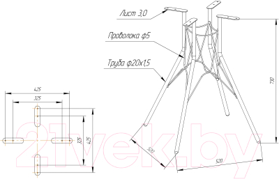 Обеденный стол Sheffilton SHT-TU34-P/80 (черный муар/бетон светлый)