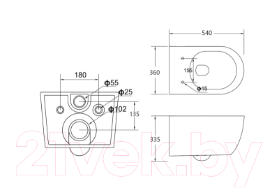 Унитаз подвесной Cezares CZR-2468-TH-R