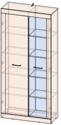 Шкаф с витриной Интерлиния LT-ШВ1 (дуб золотой/антрацит)