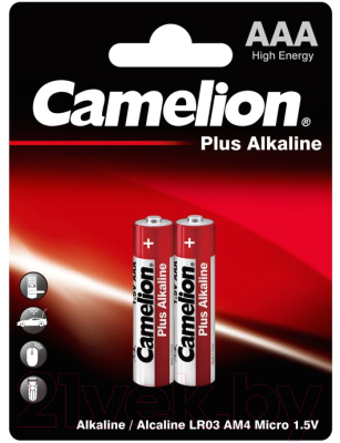 Комплект батареек Camelion LR03 Plus Alkaline BL-2 / LR03-BP2 - фото