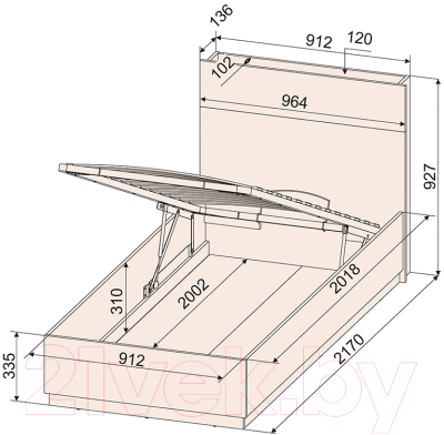 Комплект мебели для спальни Интерлиния Loft-3 Спальня-3 (дуб золотой/антрацит)