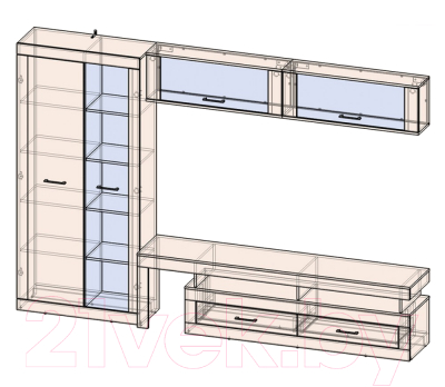 Горка Интерлиния Loft-7 Гостиная-3 (дуб золотой/антрацит)