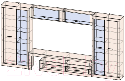 Горка Интерлиния Loft-10 Гостиная-6 (дуб золотой/антрацит)