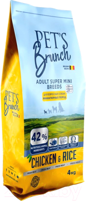 Сухой корм для собак Pet's Brunch Adult Super Mini Breeds с курицей (4кг) - фото