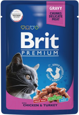 Влажный корм для кошек Brit Premium Chicken & Turkey / 5048823 - фото