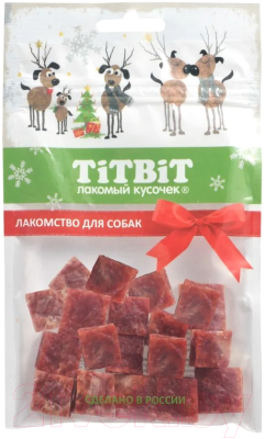 Лакомство для собак TiTBiT Новогодняя коллекция. Мраморные кубики с говядиной / 23112 - фото