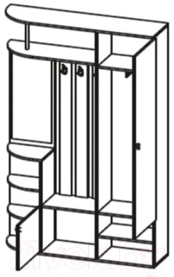 Секция в прихожую Олмеко Кармен-7 (венге/вудлайн кремовый/зеркало)