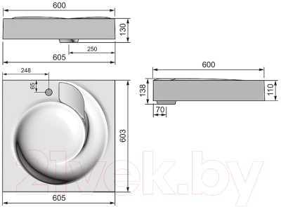 Умывальник Grossman Neo 60 / 2606001 (с кронштейнами)