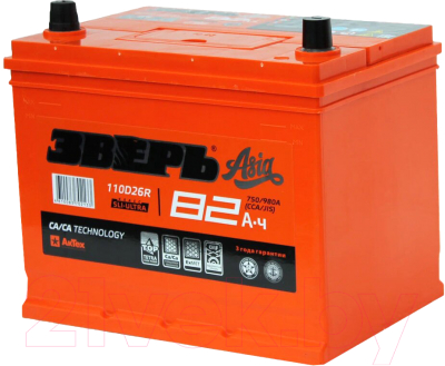 Автомобильный аккумулятор Зверь Asia 750A R+ / ЗВА82ЗR - фото