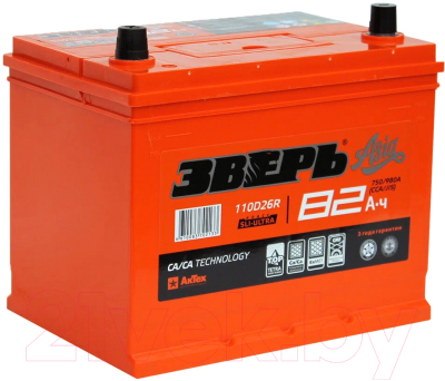 Автомобильный аккумулятор Зверь Asia 750A R+ / ЗВА82ЗR
