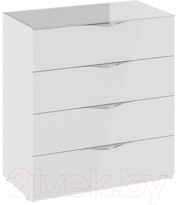 Комод ТриЯ Глосс ТД-319.04.01 (белый глянец/стекло) - фото