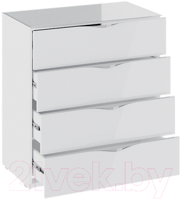 Комод ТриЯ Глосс ТД-319.04.01 (белый глянец/стекло)