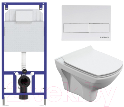 Унитаз подвесной с инсталляцией Cersanit Carina S-MZ-CARINA-XL-COn-S-DL-w + 525 040000 + L4 040014 - фото