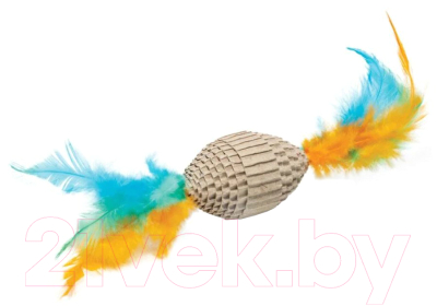 Игрушка для кошек Triol Natural Мяч для регби с перьями / 22171051 - фото