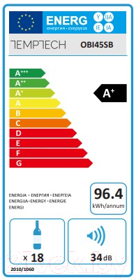 Встраиваемый винный шкаф Temptech OBI45SB-A