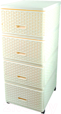 Комод пластиковый Dunya 4 ящика / 04054 (кремовый/бежевый) - фото